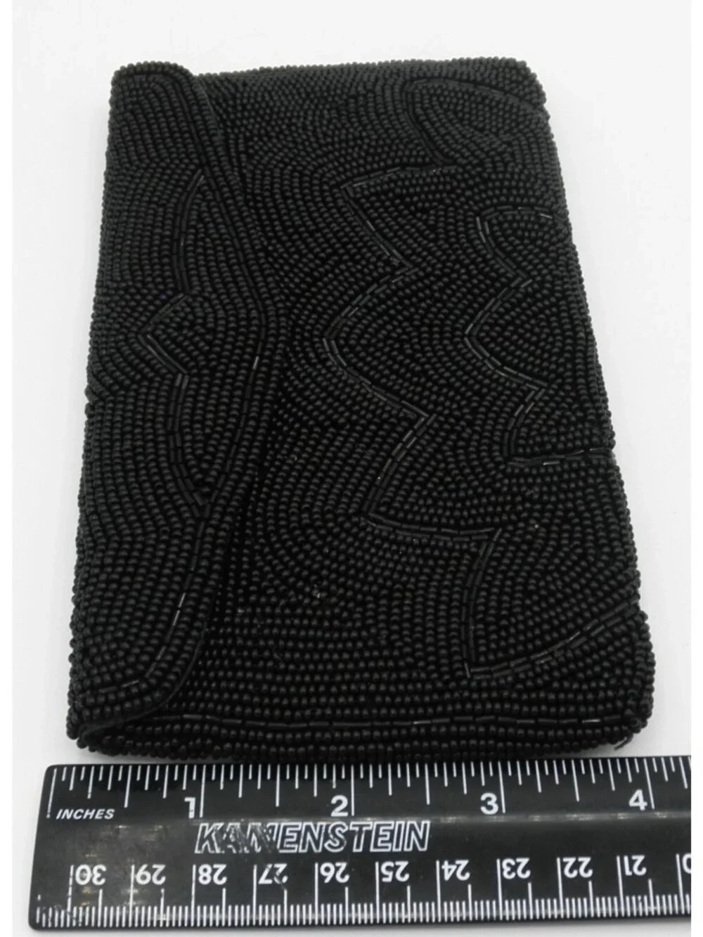 Vintage Hand-Beaded Black Clutch Purse Wallet Bag Made in Japan Evening Formal